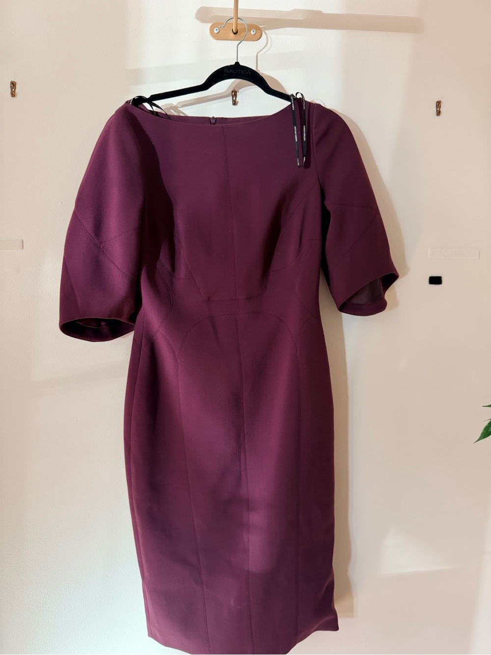 Karen Millen Plum Midi Dress with Short Bell Sleeves